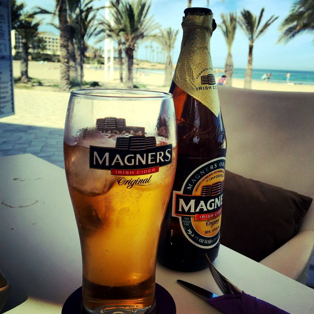 A cold cider on a beach-bar terrace by the Arenal
