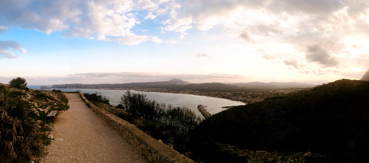The coastal path above Jávea bay at dusk