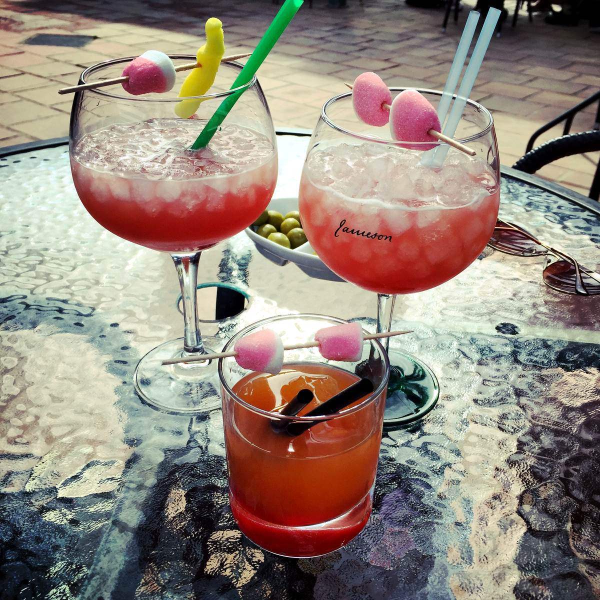 Cocktails on a beach-bar terrace by the Arenal