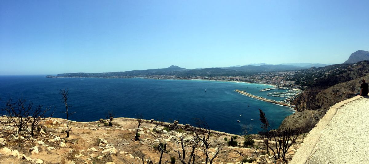 Panorama of Javea’s bay, port and coastline from the Cap de Sant Antoni headland